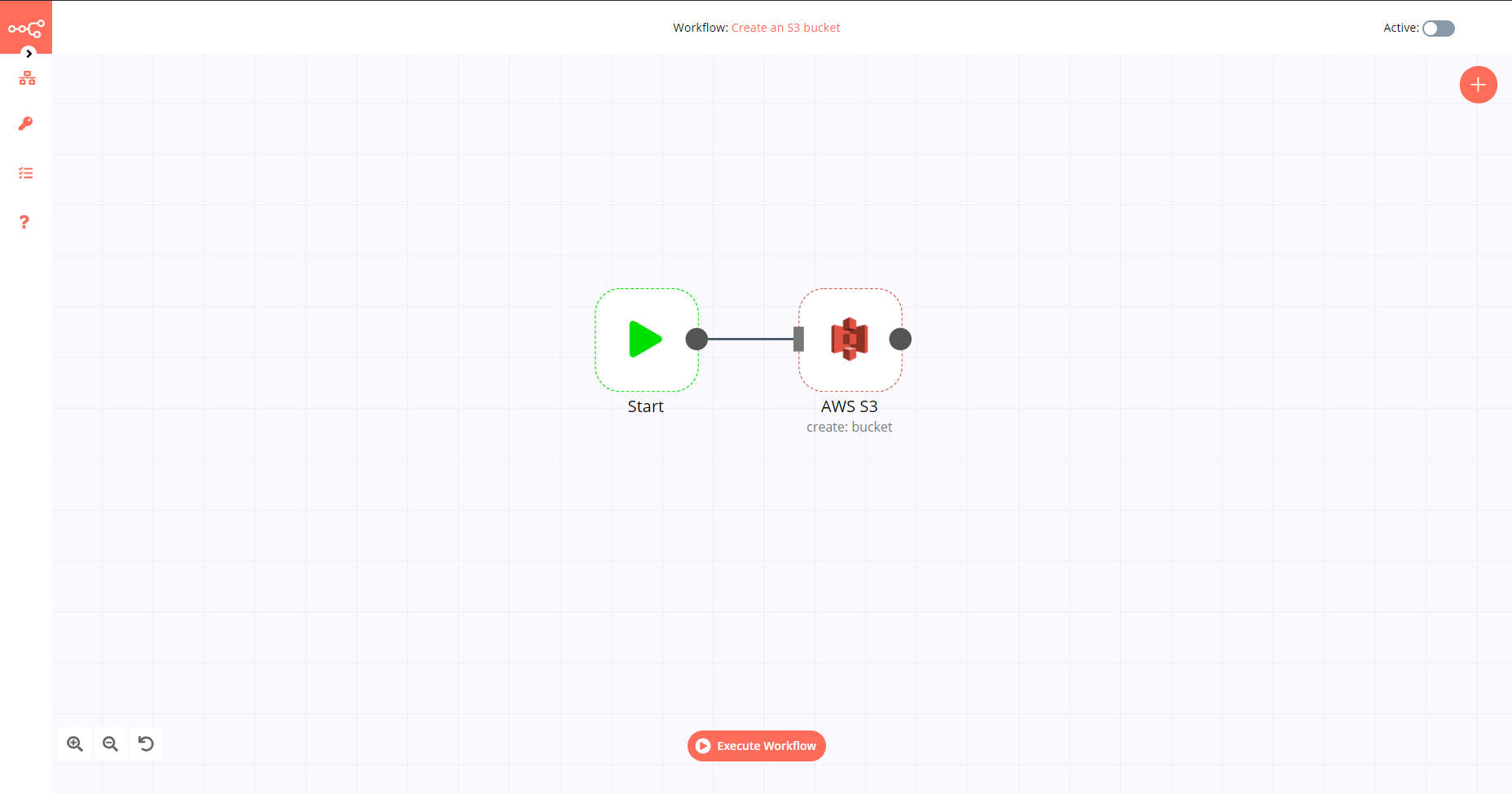 A workflow with the AWS S3 node