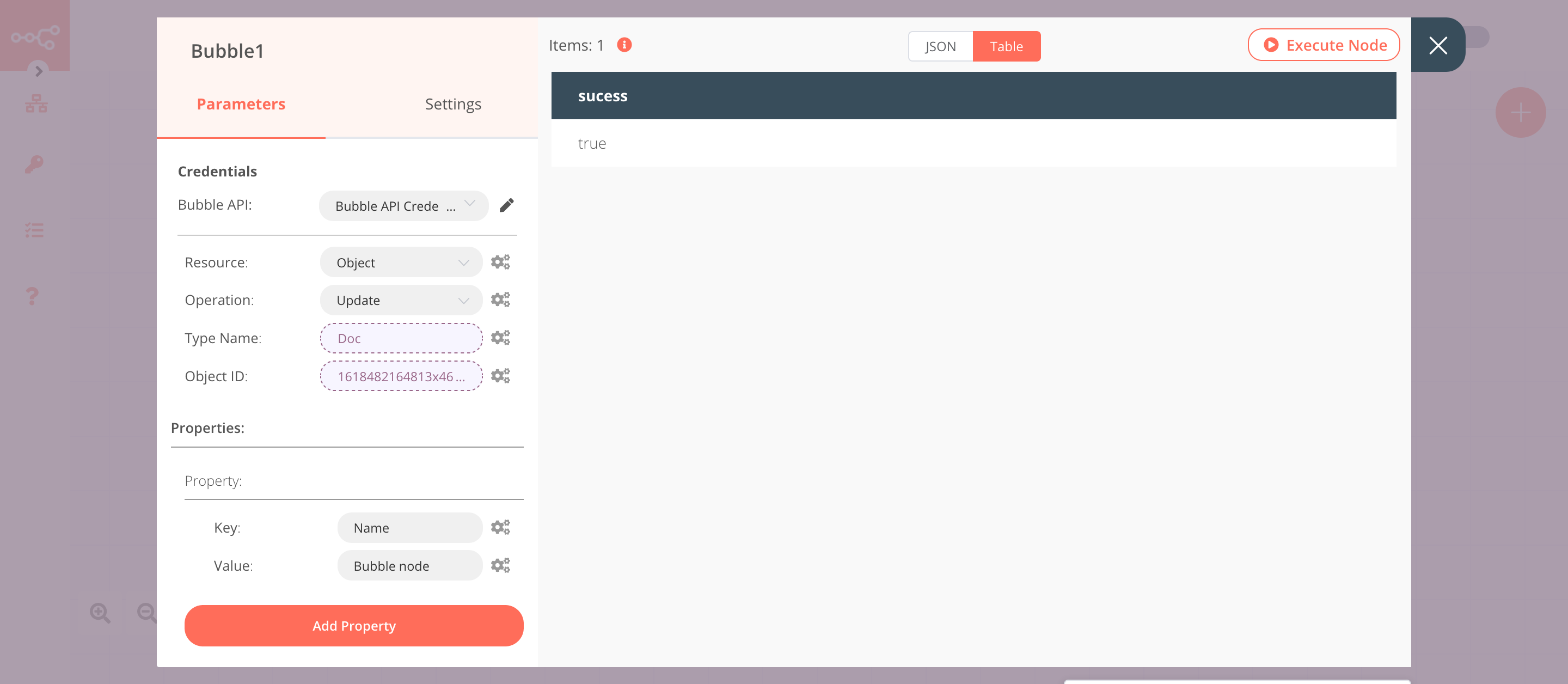 Using the Bubble node to update the information of an object