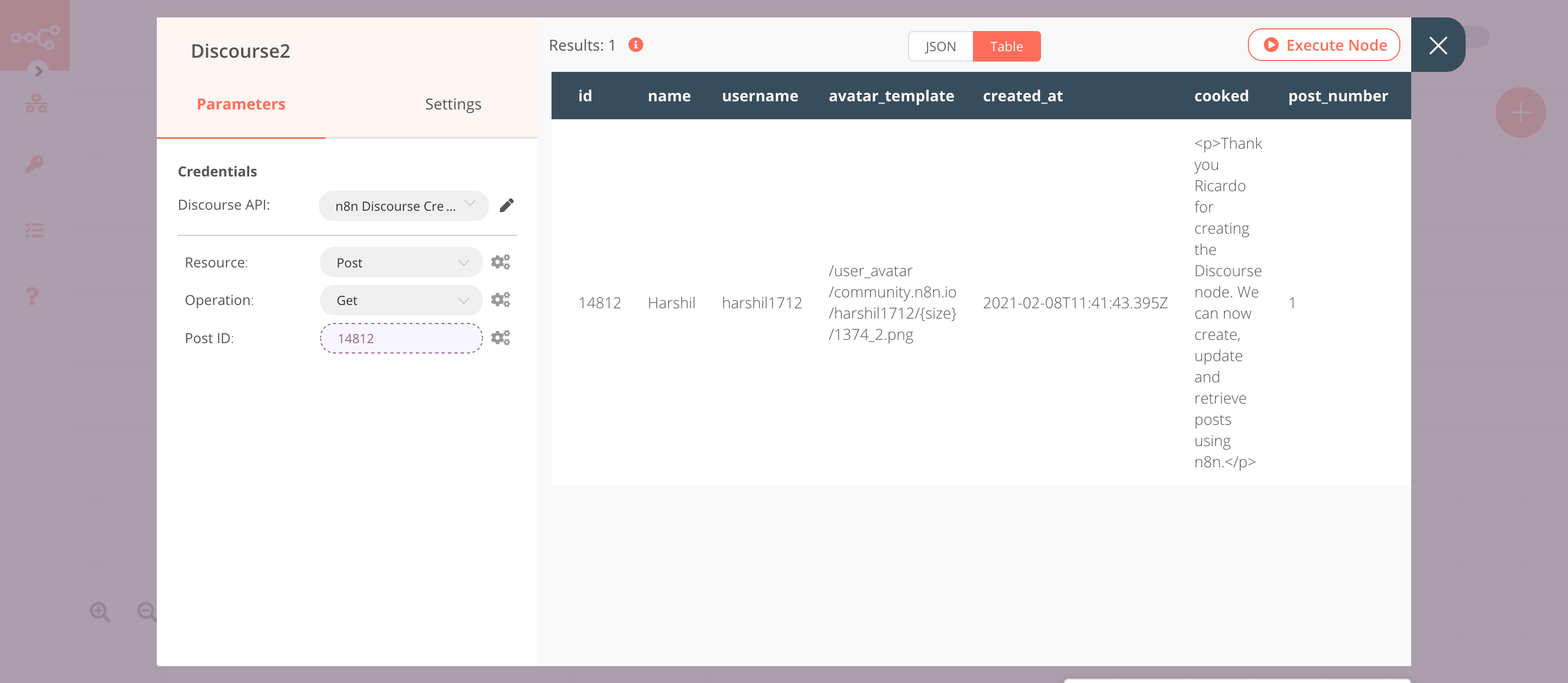 Using the Discourse node to get a post