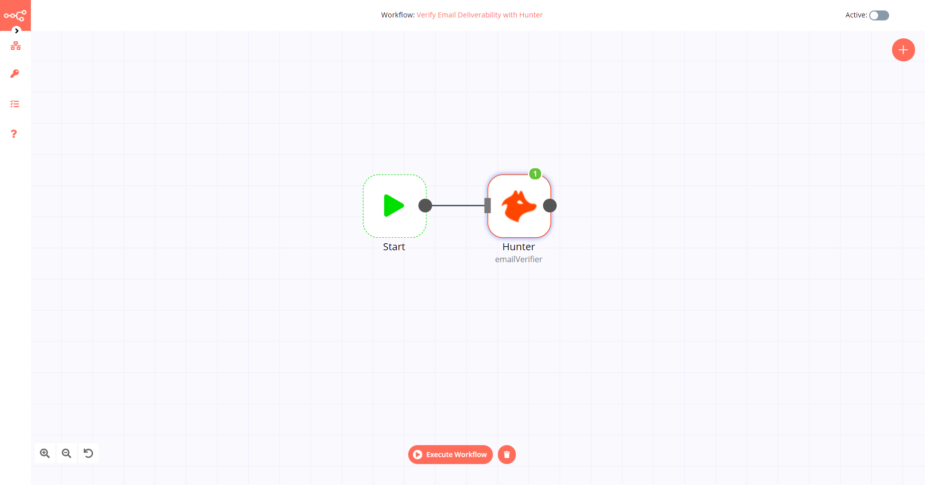 A workflow with the Hunter node