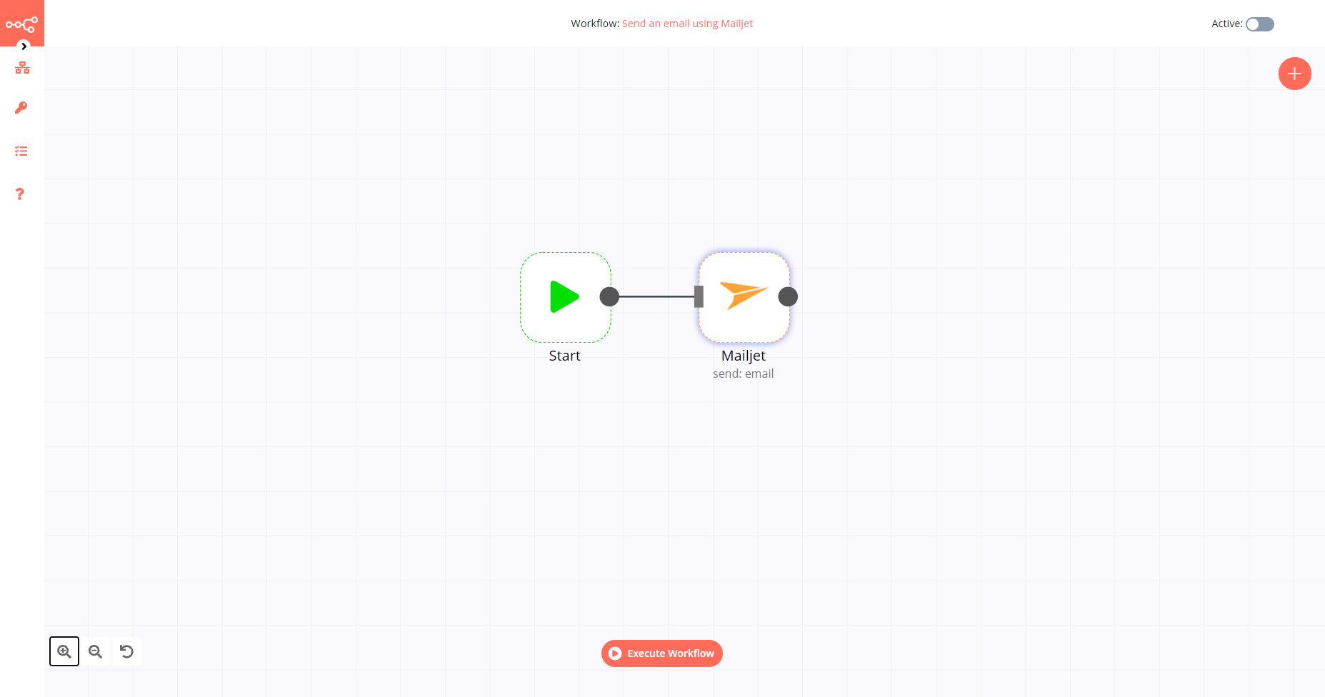 A workflow with the Mailjet node