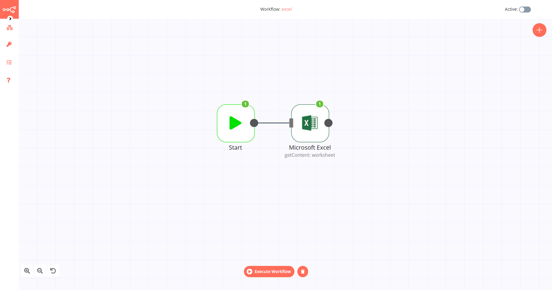 A workflow with the Microsoft Excel node