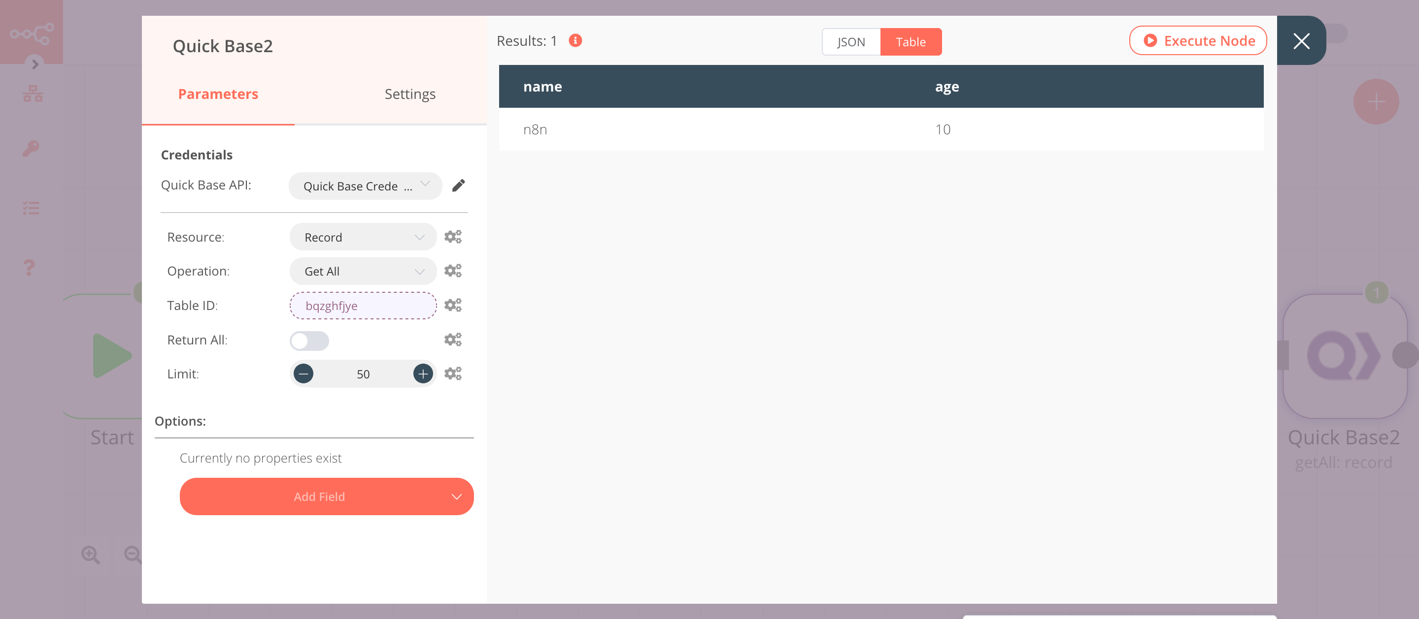 Using the Quick Base node to get all the records