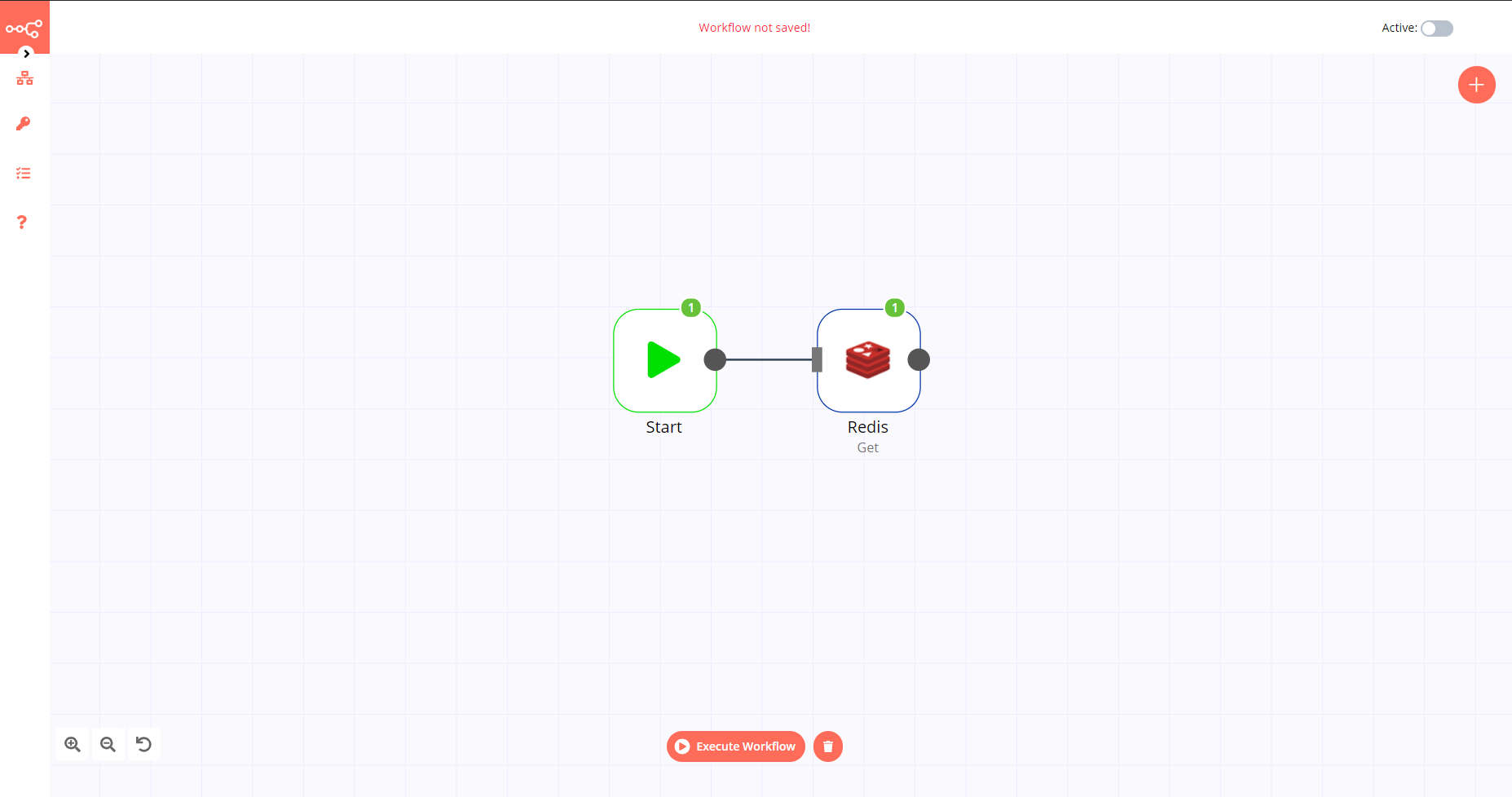 A workflow with the Redis node