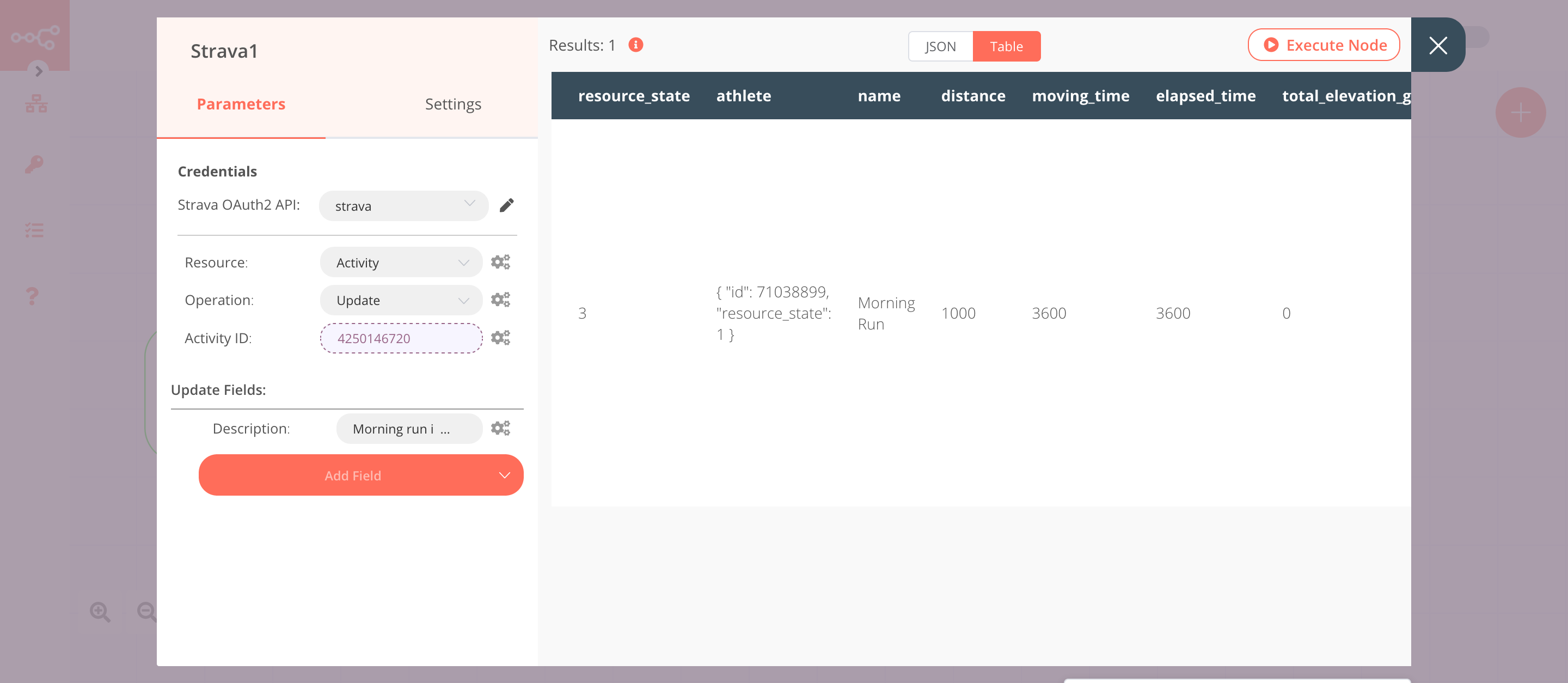 Using the Strava node to update an activity