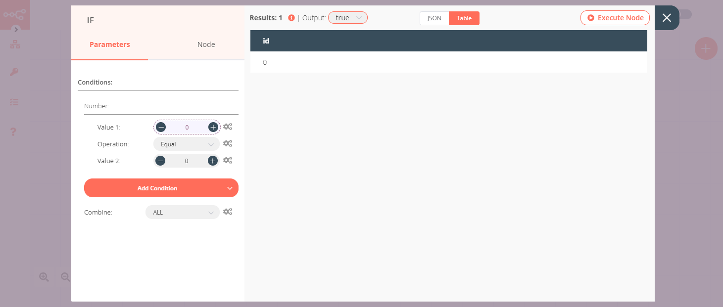 Using the IF node to conditionally execute based on the input