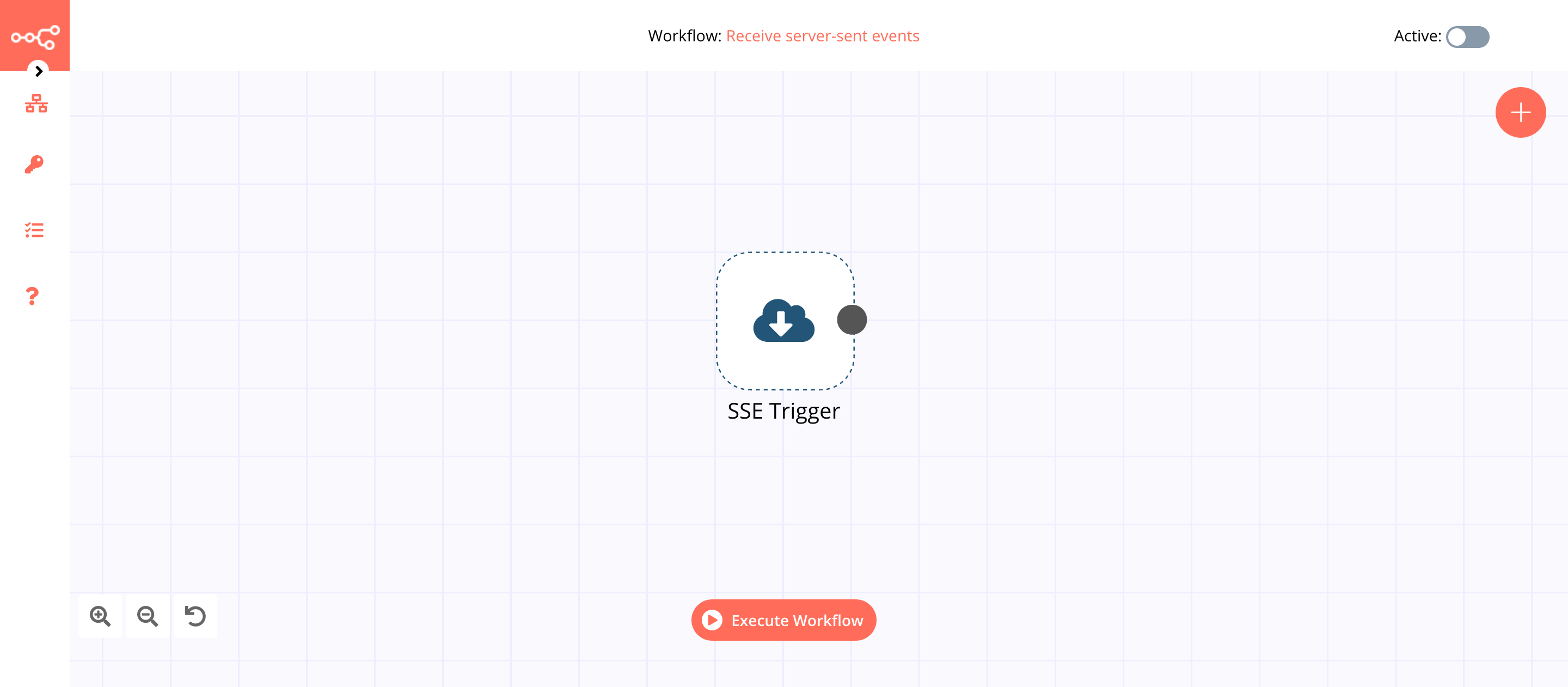 A workflow with the SSE trigger node