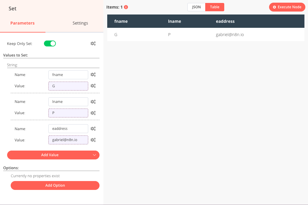 Set node configuration